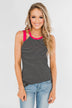 All I Need Striped Tank Top- Fuchsia & Black
