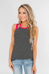 All I Need Striped Tank Top- Fuchsia & Black