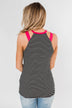 All I Need Striped Tank Top- Fuchsia & Black