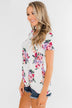 Take Your Time Floral Knot Top- White