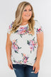 Take Your Time Floral Knot Top- White