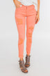 Cello Distressed Colored Skinny Jeans- Peach