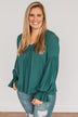 Thoughtful Moments V-Neck Blouse- Dark Teal