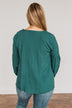 Thoughtful Moments V-Neck Blouse- Dark Teal