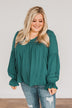 Thoughtful Moments V-Neck Blouse- Dark Teal