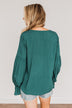 Thoughtful Moments V-Neck Blouse- Dark Teal