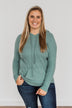 Be Your Best Drawstring Knit Hoodie- Dusty Jade