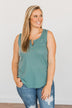 Prove Them Wrong Thermal Knit Tank Top- Dusty Teal
