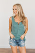 Prove Them Wrong Thermal Knit Tank Top- Dusty Teal
