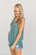 Prove Them Wrong Thermal Knit Tank Top- Dusty Teal