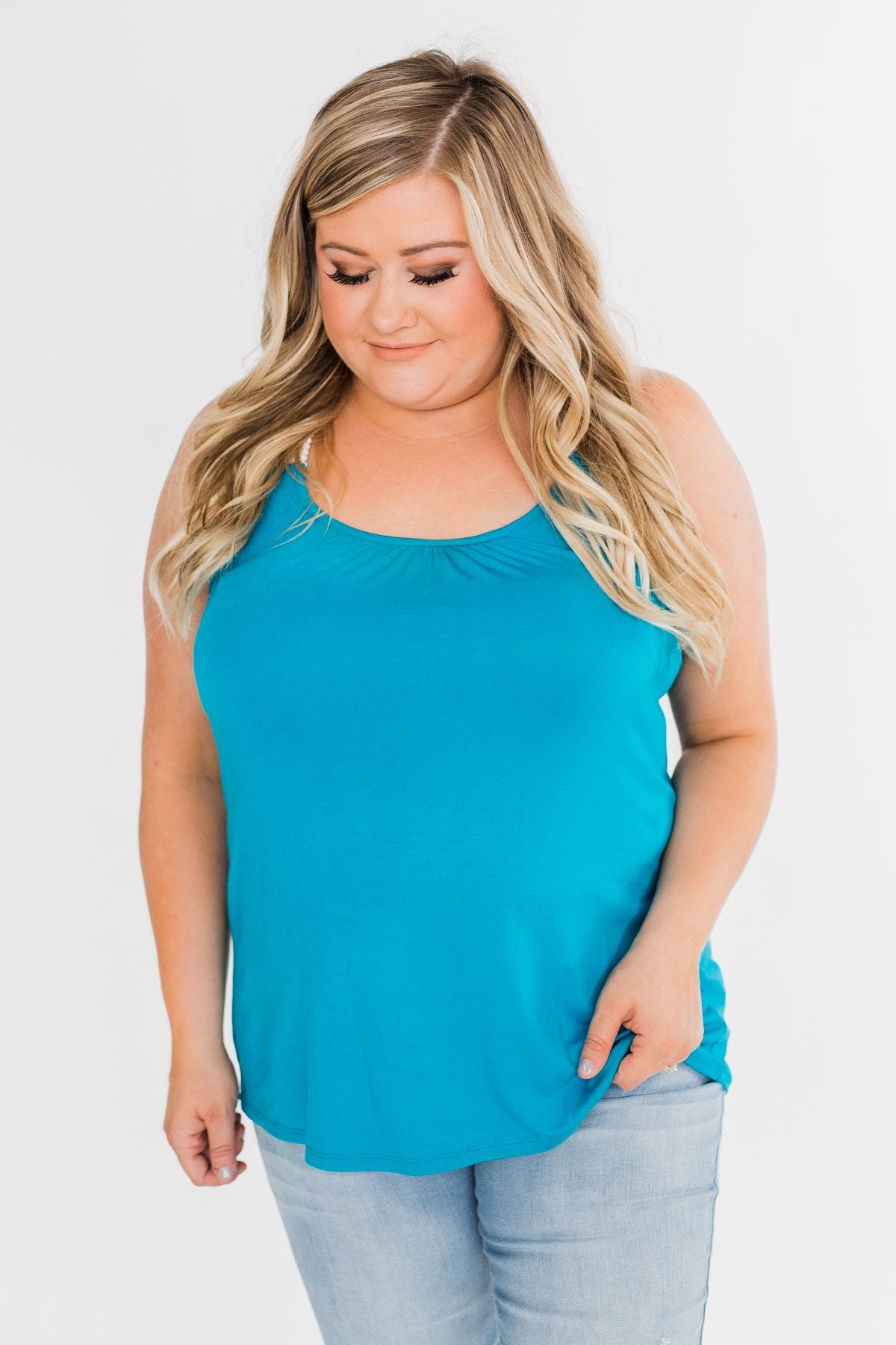 Crochet Strap Tank Top- Blue