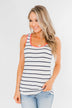 Only For Tonight Striped Tank Top- Navy & Pink