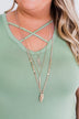 Arrow and Bead Long Necklace- Pink & Gold
