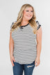 Short Sleeve Camo & Stripes Top- Pink Camo & Ivory