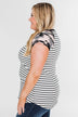 Short Sleeve Camo & Stripes Top- Pink Camo & Ivory