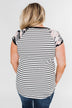Short Sleeve Camo & Stripes Top- Pink Camo & Ivory
