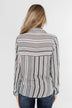 When You're Around Long Sleeve Striped Top- Charcoal & Ivory