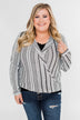 When You're Around Long Sleeve Striped Top- Charcoal & Ivory