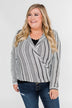 When You're Around Long Sleeve Striped Top- Charcoal & Ivory