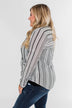 When You're Around Long Sleeve Striped Top- Charcoal & Ivory