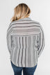 When You're Around Long Sleeve Striped Top- Charcoal & Ivory
