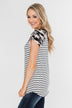 Short Sleeve Camo & Stripes Top- Pink Camo & Ivory