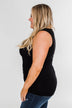 5-Button Henley Tank Top- Black
