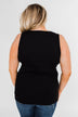 5-Button Henley Tank Top- Black