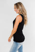5-Button Henley Tank Top- Black