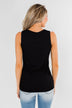 5-Button Henley Tank Top- Black