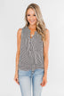 When You Smile Striped Tank Top- Black & White