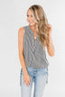 When You Smile Striped Tank Top- Black & White