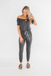 Living My Life Drawstring Jogger Jumpsuit- Charcoal