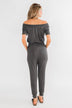Living My Life Drawstring Jogger Jumpsuit- Charcoal