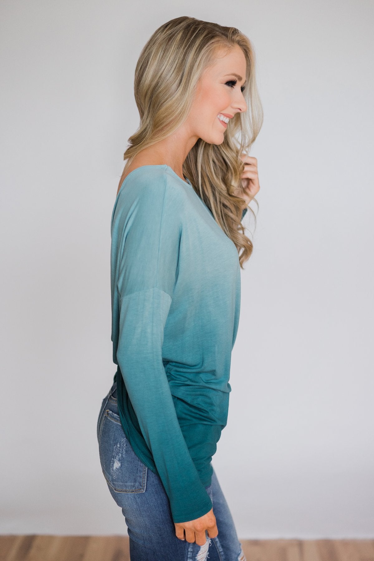 I'm On My Way Open Back Ombré Top- Blue