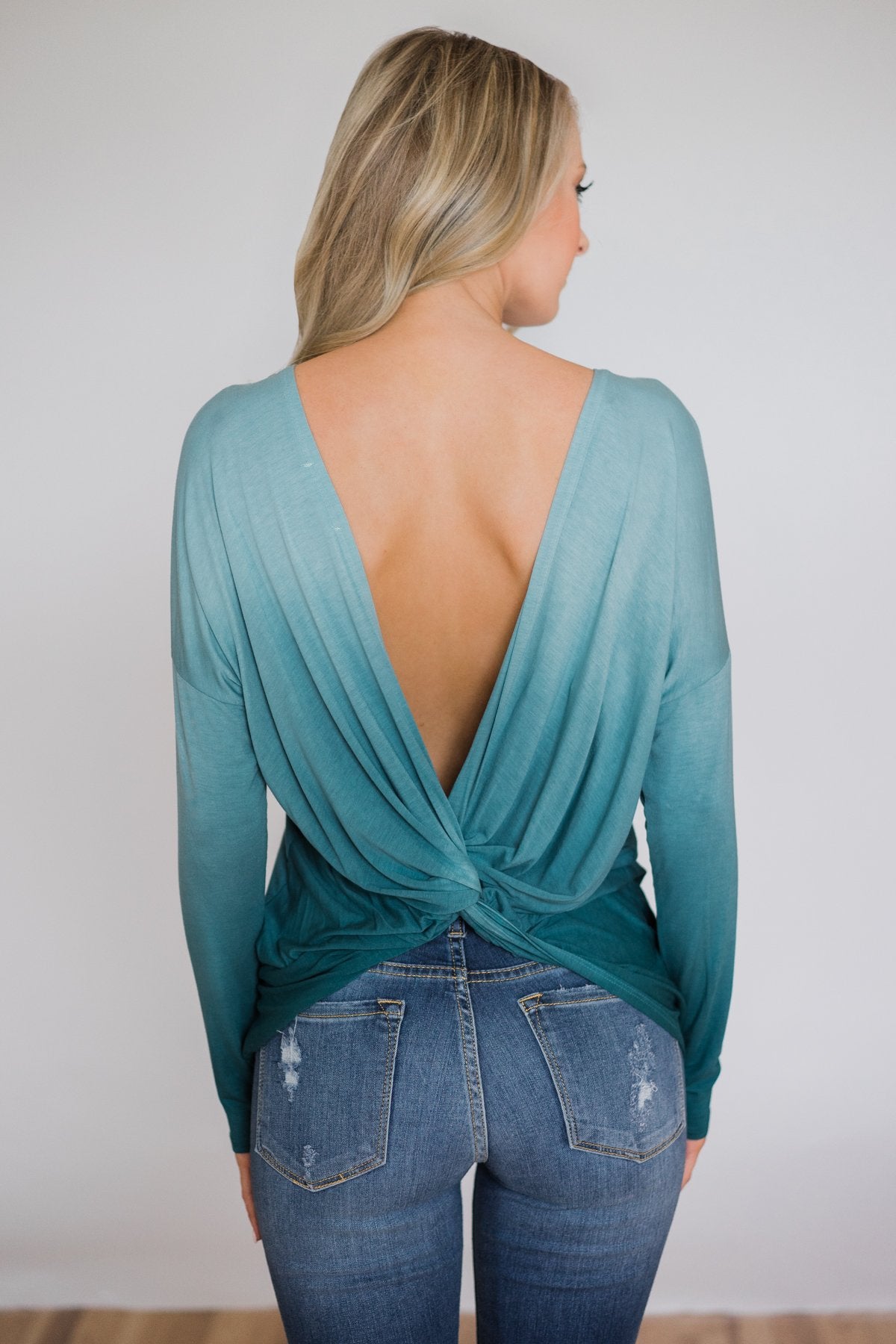 I'm On My Way Open Back Ombré Top- Blue