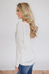 Comfy Knit Criss Cross Long Sleeve Top- Ivory