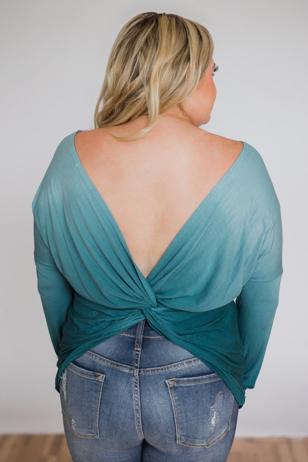 I'm On My Way Open Back Ombré Top- Blue