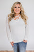 Comfy Knit Criss Cross Long Sleeve Top- Ivory