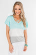 Right Here Criss Cross Color Block Top- Aqua