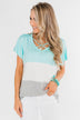 Right Here Criss Cross Color Block Top- Aqua