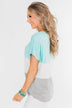 Right Here Criss Cross Color Block Top- Aqua