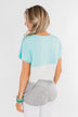 Right Here Criss Cross Color Block Top- Aqua