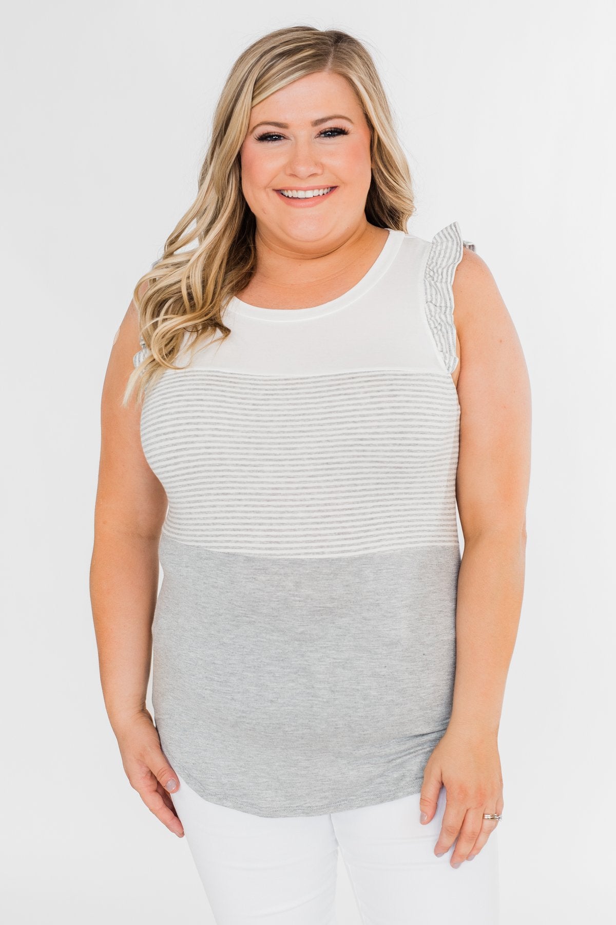 The Sweetest Thing Color Block Tank Top- Grey