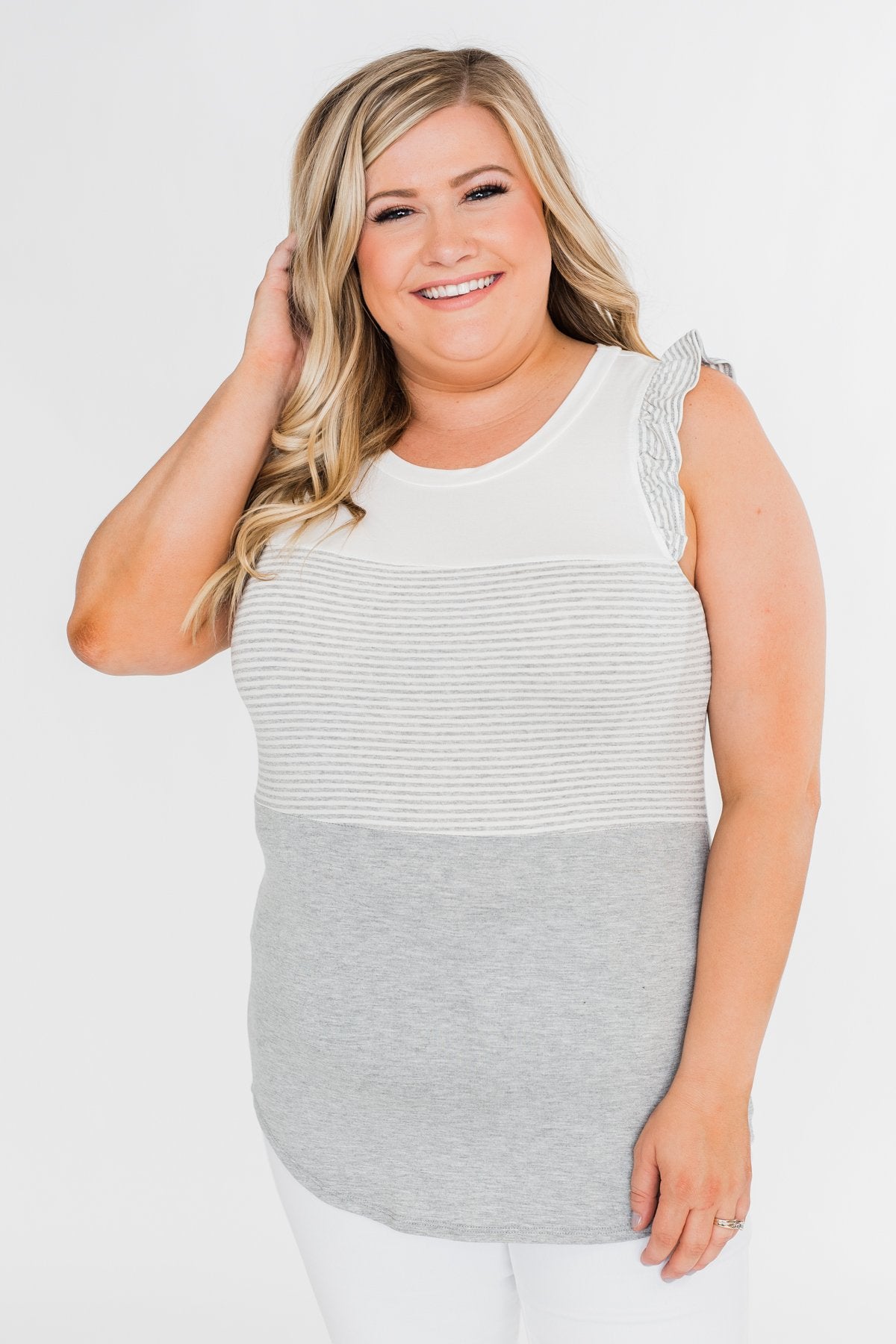 The Sweetest Thing Color Block Tank Top- Grey