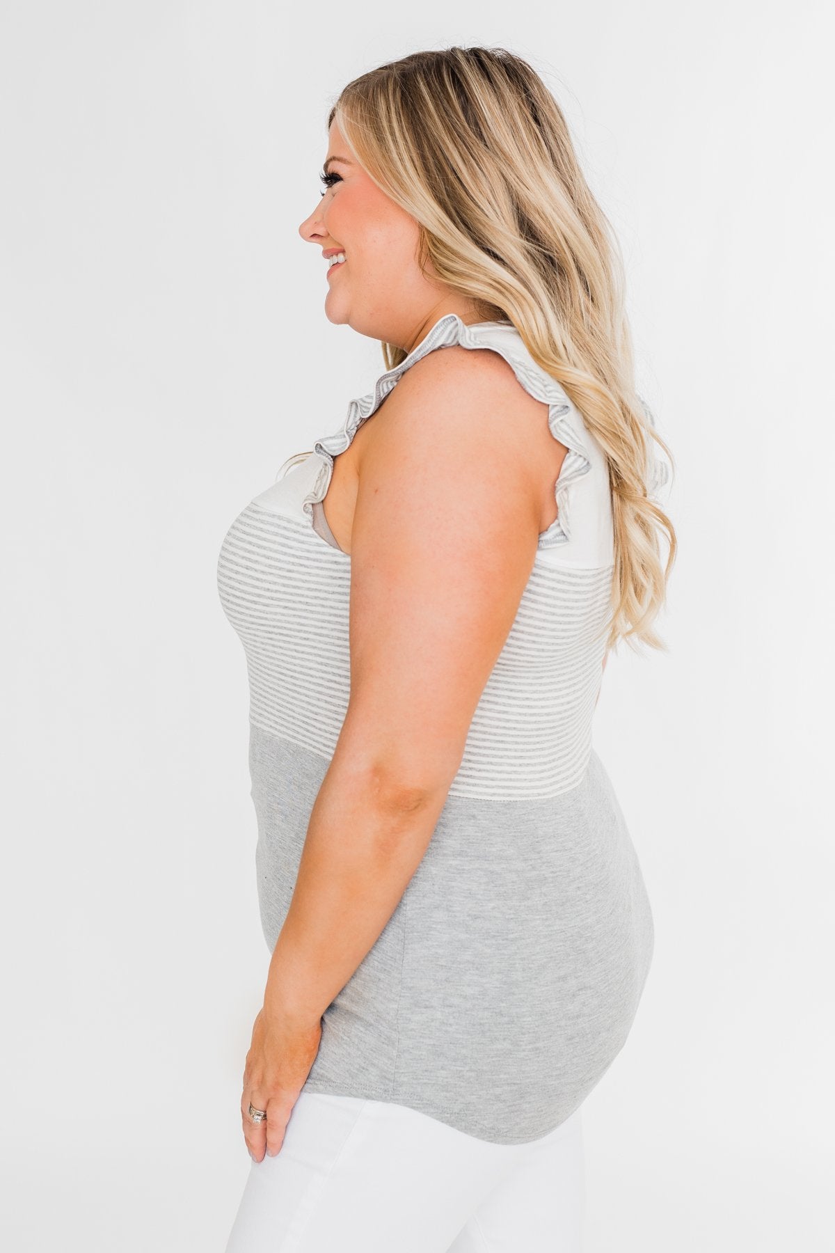 The Sweetest Thing Color Block Tank Top- Grey