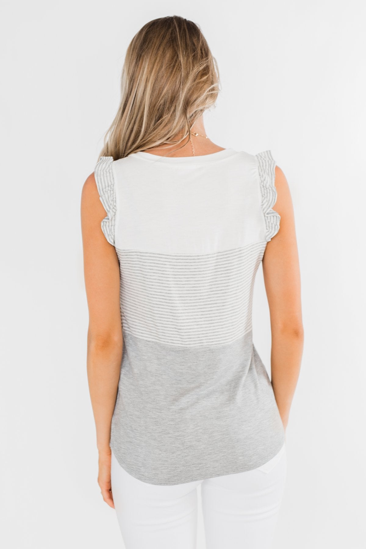 The Sweetest Thing Color Block Tank Top- Grey