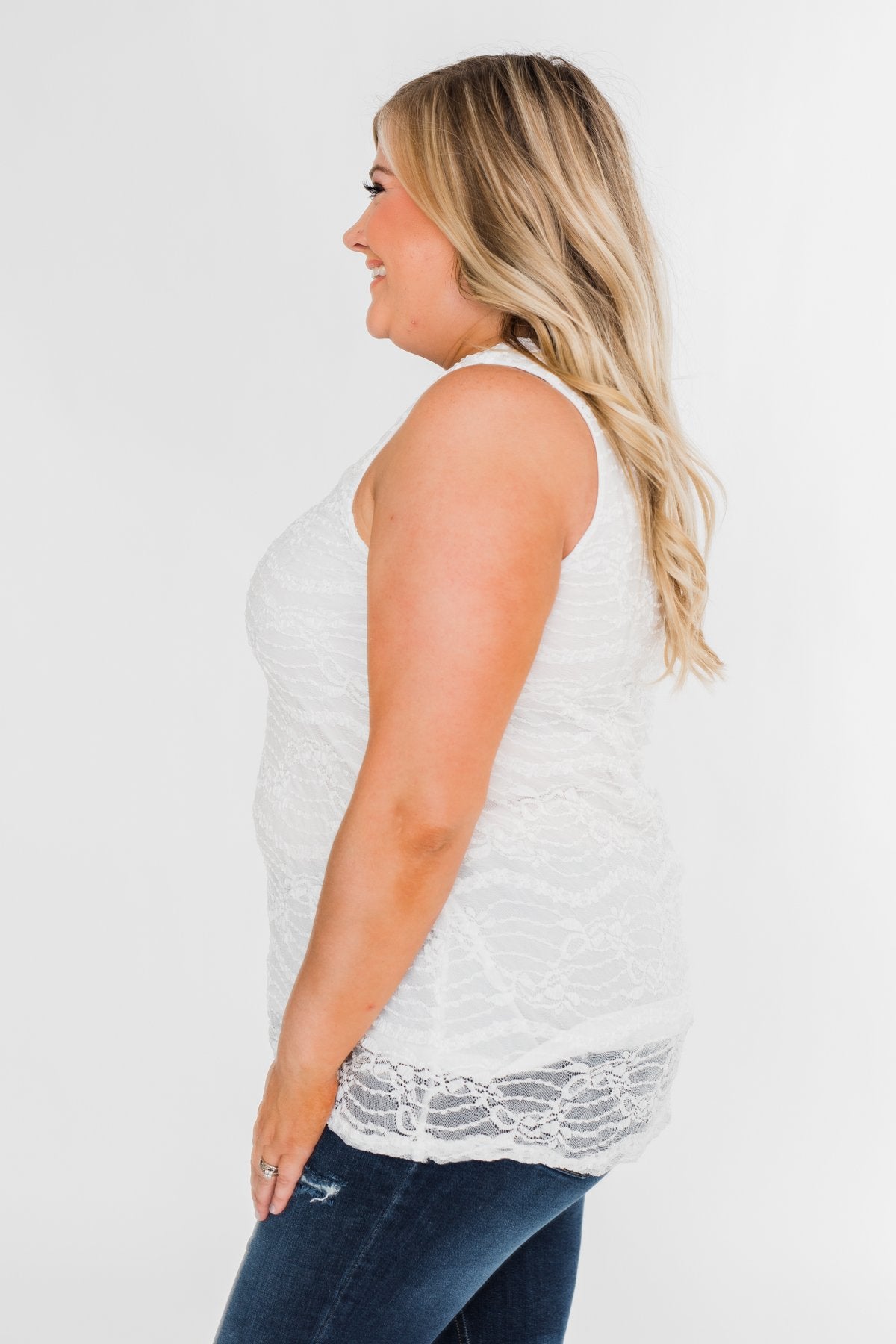The Perfect Choice Lace Tank Top- Ivory