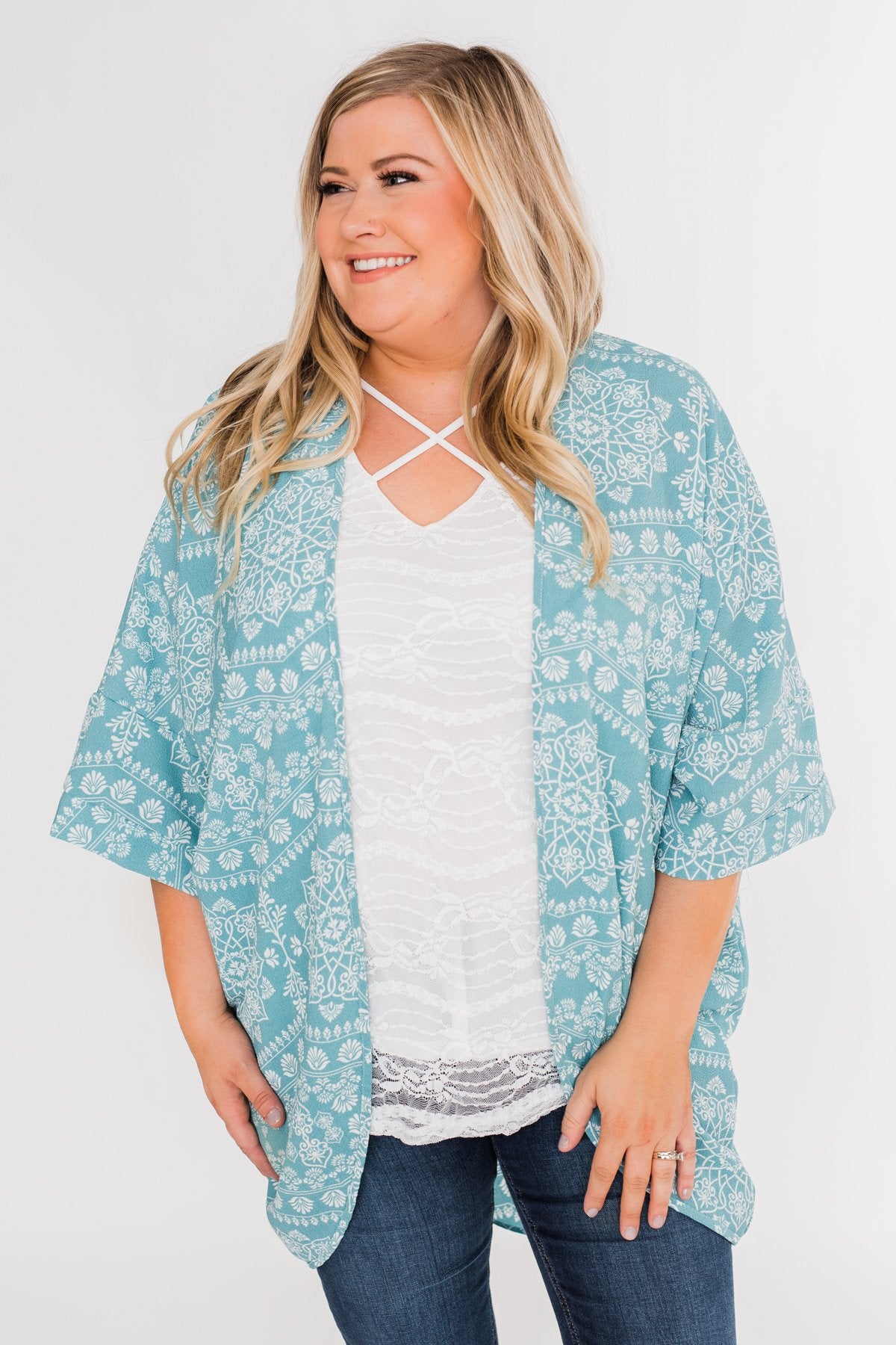 Catching The Wind Kimono- Dusty Blue – The Pulse Boutique