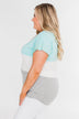 Right Here Criss Cross Color Block Top- Aqua